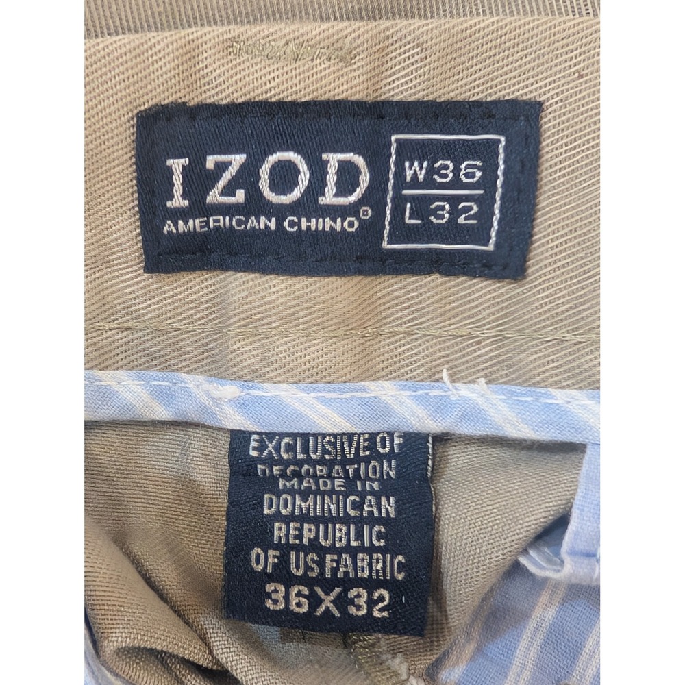 IZOD‎ American Chino Pants Mens W36 L32 Gray Dress Casual Work Trousers - Picture 4 of 4
